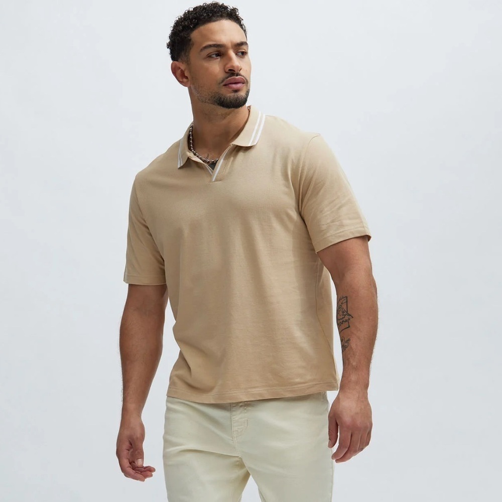 NWT Nova Men Jaxon Short Sleeve Polo Tan 100% Cotton Size XL